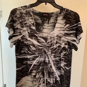 Style & Co Black/White Tie Dye Top, Size XL